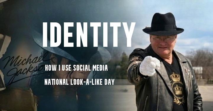 Man pointing forward in a Michael Jackson-inspired outfit reflecting on identity and how he uses social media on National Look-Alike Day